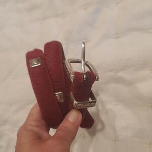 NWT Brighton Red Calf Hair Silver Hardware Belt Size 34